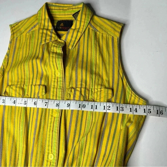 Liz Claiborne Sport Womens Summer Dress 4P Yellow Sleeveless Midi Button Closure - Picture 8 of 9